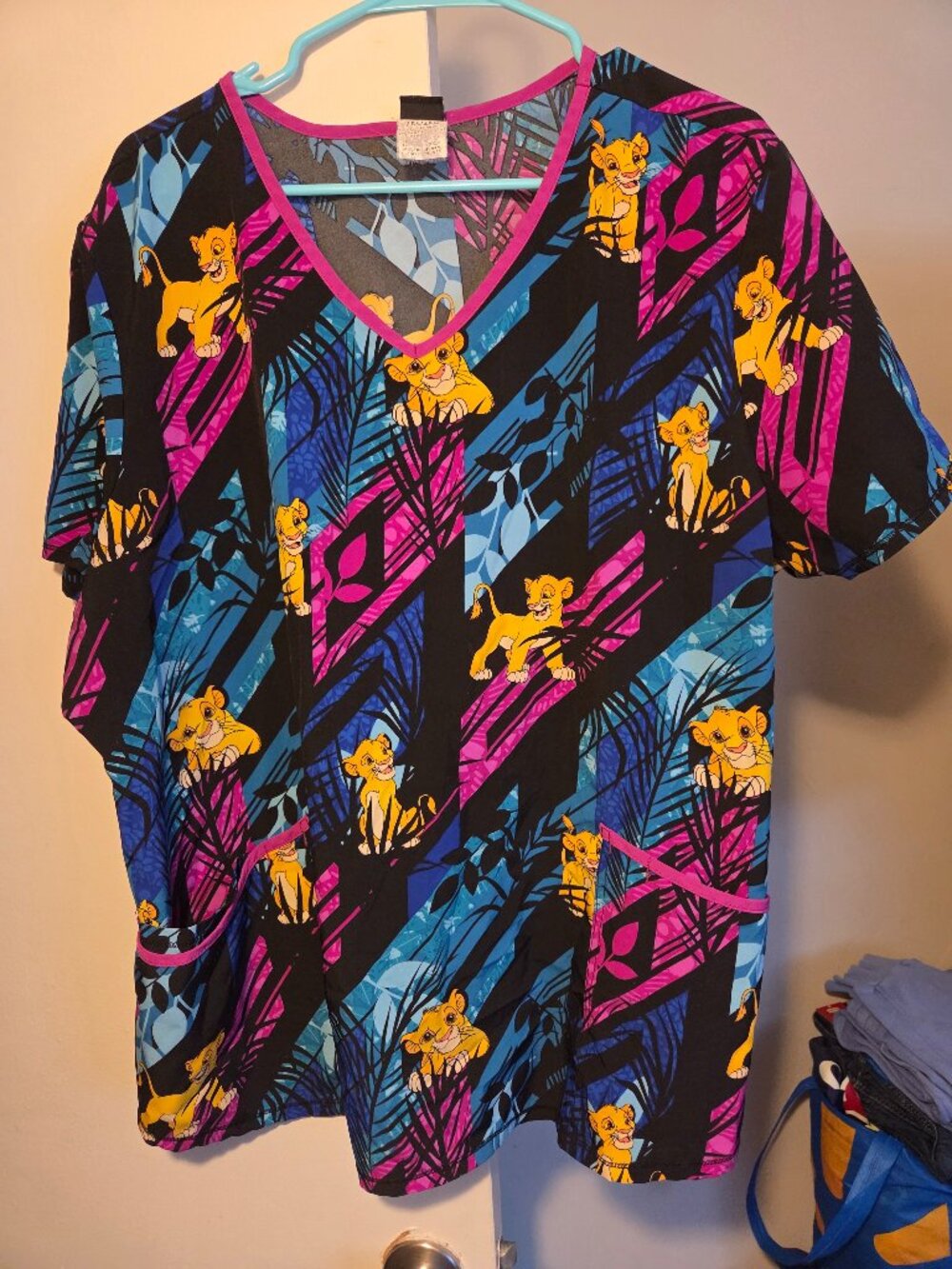 Womens plus size 2X nursing scrub top Disney